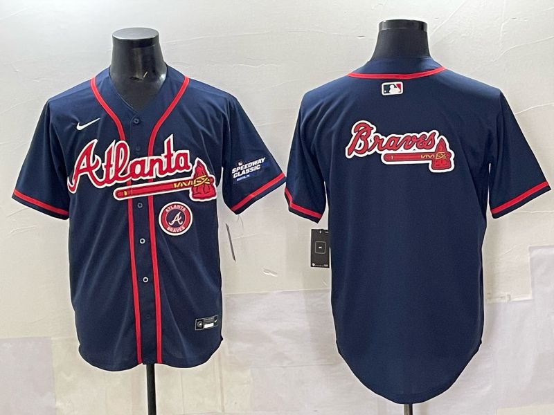 Men Atlanta Braves Blank Drak Blue joint name Nike 2025 MLB Jersey style 011